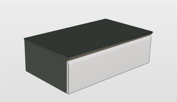 ARCOM VIRGOLA CASSETTO 85X25X50 MUD GRAFITE FRONTALE BIANCO OPACO