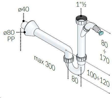 OMP SIFONE LAVELLO PPS 1VIA 11/2 C/SCARICO LAVATRICE
