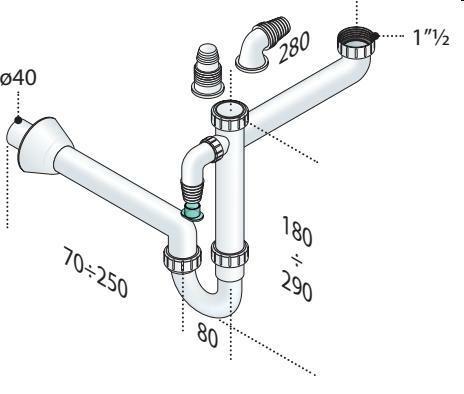 OMP SIFONE LAVELLO PPS S/SPAZIO 1VIA 11/2 C/SCARICO LAVATRICE