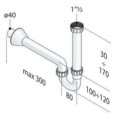 OMP SIFONE LAVELLO PPS 1VIA 11/2 S/SCARICO LAVATRICE (TIPO VIEGA)