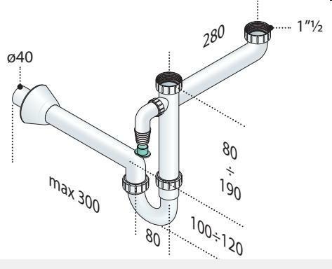 OMP SIFONE LAVELLO PPS 2VIE 11/2-40 C/SCARICO LAVATRICE (TIPO VIEGA )