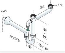 OMP SIFONE LAVELLO PPS 2VIE 11/2-40 C/SCARICO LAVATRICE (TIPO VIEGA )