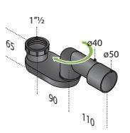 OMP SIF.VASCA PE 11/2 X 40/50 ORIENTAB. C/PROLUNGA  SALDABILI C/TUBI PE