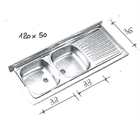 MG LAVELLO INOX120X50 2V SGOCCIOLATOIO DX VASCHE SX