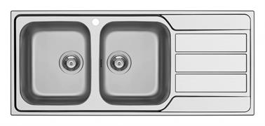 LAVELLO ACCIAIO INOX INCASSO 2V 116X50 VASCHE SX MASTER SCHOCK