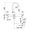 NOB GRAZIA GRUPPO LAVABO 3FORI BOCCA ALTA C/NORTON CROMATA